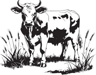 Black silhouette vector illustration of farm animals like cow, bull, goat, pig, and sheep, representing agriculture 