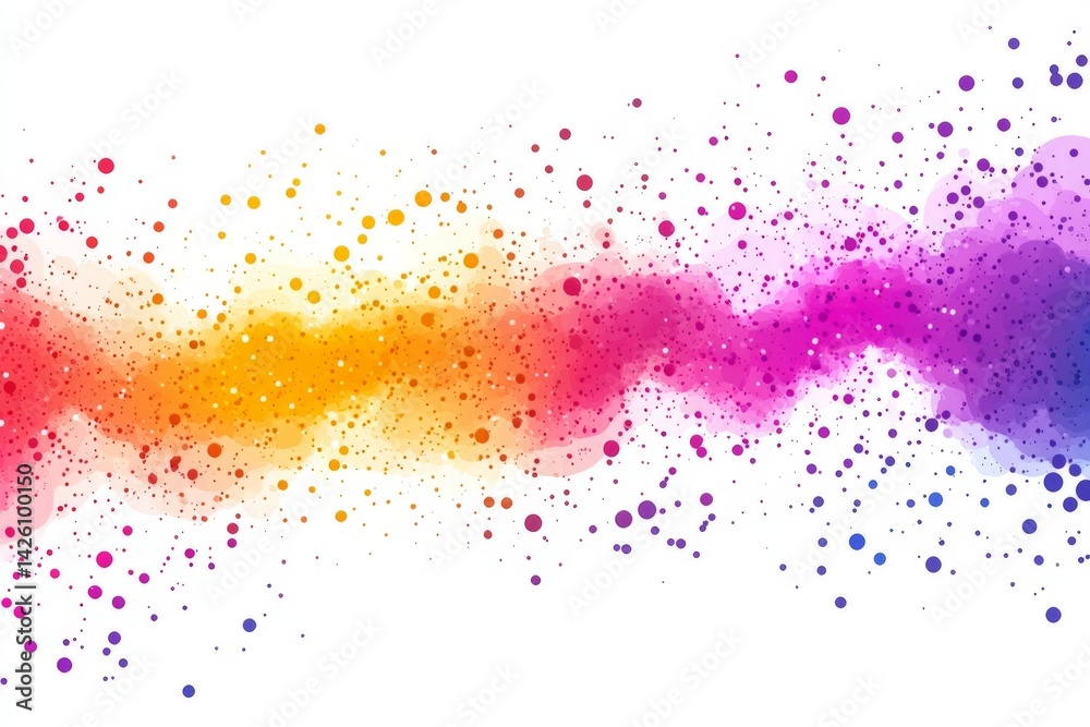 Poster colorful abstract splash creates vibrant visual energy across a white background in a dynamic artist