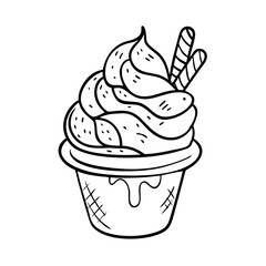 caramel ice cream icon, caramel ice cream line art - simple line art of caramel ice cream, perfect for caramel ice cream logos and icons