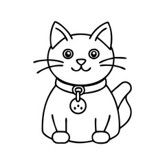 cat collar with name tag icon, cat collar with name tag line art - simple line art of cat collar with name tag, perfect for cat collar with name tag logos and icons