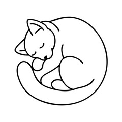 cat curled up icon, cat curled up line art - simple line art of cat curled up, perfect for cat curled up logos and icons