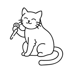 cat grooming itself icon, cat grooming itself line art - simple line art of cat grooming itself, perfect for cat grooming itself logos and icons