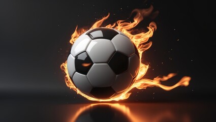 Fototapeta premium Flaming football emblem against a fiery backdrop