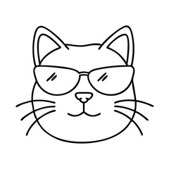 cat in sunglasses icon, cat in sunglasses line art - simple line art of cat in sunglasses, perfect for cat in sunglasses logos and icons