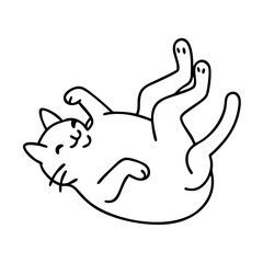 cat laying on back icon, cat laying on back line art - simple line art of cat laying on back, perfect for cat laying on back logos and icons