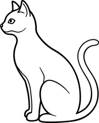 Cat Silhouettes Line Art Minimalist Feline Poses Vector Set Illustration