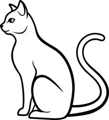 Cat Silhouettes Line Art Minimalist Feline Poses Vector Set Illustration