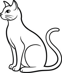 Cat Silhouettes Line Art Minimalist Feline Poses Vector Set Illustration