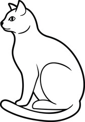 Cat Silhouettes Line Art Minimalist Feline Poses Vector Set Illustration