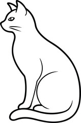 Cat Silhouettes Line Art Minimalist Feline Poses Vector Set Illustration