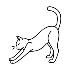 cat stretching icon, cat stretching line art - simple line art of cat stretching, perfect for cat stretching logos and icons