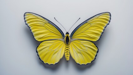 Obraz premium Stunning yellow butterfly with expansive wings isolated on a white background