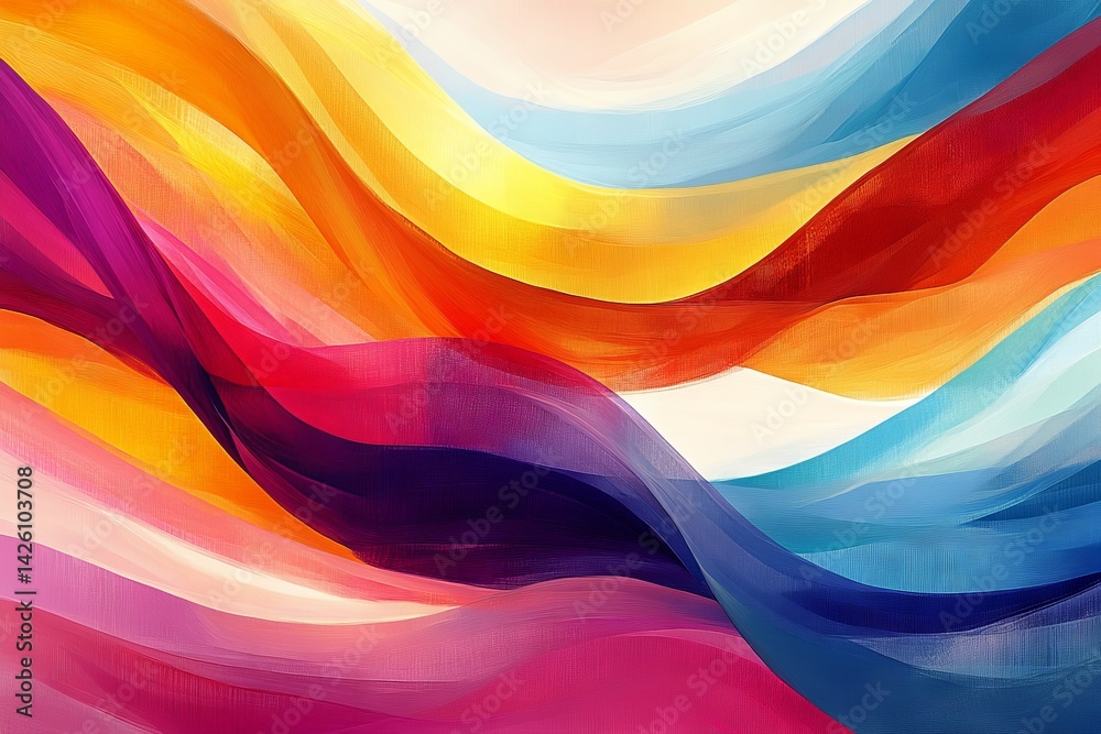 Fototapete Vibrant abstract waves of color create a dynamic and energetic display in a modern artistic composition