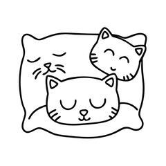 cat themed pillow icon, cat themed pillow line art - simple line art of cat themed pillow, perfect for cat themed pillow logos and icons