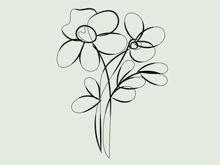 Elegant Minimalist Line Art Flower Bouquet Illustration