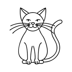 cat with long whiskers icon, cat with long whiskers line art - simple line art of cat with long whiskers, perfect for cat with long whiskers logos and icons
