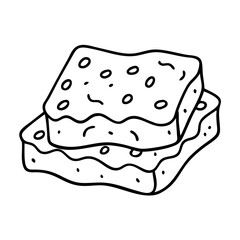 chocolate brownie icon, chocolate brownie line art - simple line art of chocolate brownie, perfect for chocolate brownie logos and icons
