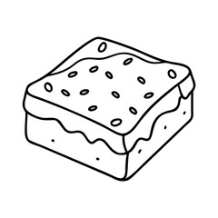 chocolate brownie icon, chocolate brownie line art - simple line art of chocolate brownie, perfect for chocolate brownie logos and icons