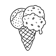 chocolate chip ice cream icon, chocolate chip ice cream line art - simple line art of chocolate chip ice cream, perfect for chocolate chip ice cream logos and icons
