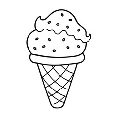 chocolate chip ice cream icon, chocolate chip ice cream line art - simple line art of chocolate chip ice cream, perfect for chocolate chip ice cream logos and icons