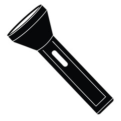 Silhouette of Handheld Flashlight Simple Vector Illustration