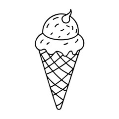 chocolate ice cream cone icon, chocolate ice cream cone line art - simple line art of chocolate ice cream cone, perfect for chocolate ice cream cone logos and icons