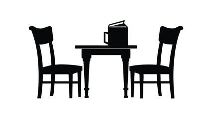 reading table with chairs silhouette vector