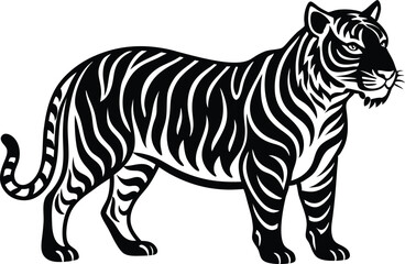 Obraz premium tiger silhouette in traditional asian art style