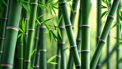 Obraz premium Bamboo and Bamboos Forest with Bamboo Design on Blurred Background for Custom Text