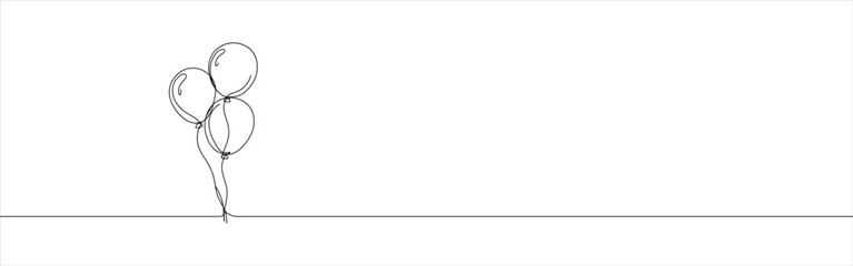 Bunch of party balloons continuous one line drawing. Decoration balloon. Vector illustration.