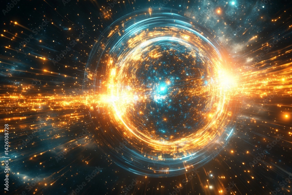 Aufkleber vivid depiction of cosmic energy and movement through a space portal at high speed