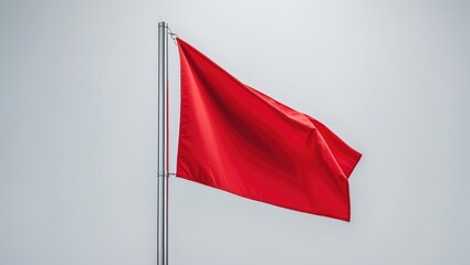 Small red golf flag with white triangle on pole
