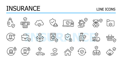Security and insurance vector icons set