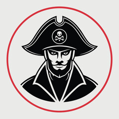 Pirate Silhouette with Tricorn Hat and Crossbones Design