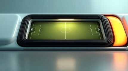 Futuristic Miniature Soccer Field Interface – Modern Sports and Technology Concept Design