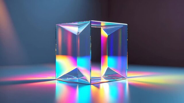 Multicolored glare from a reflective cube