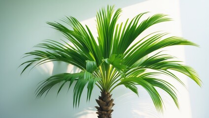 Isolated green palm tree leaves on a white background