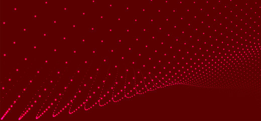 Abstract background with dynamic color wave. Futuristic dotted wave of bright particles. Colorful background for presentation design. Wide format 3D illustration. Weave effect.