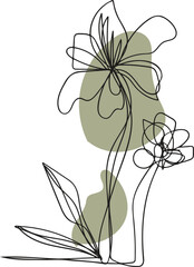 Abstract Line Art Floral Design with Sage Green Accents