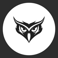 Stylized Owl Face Silhouette Vector Icon.