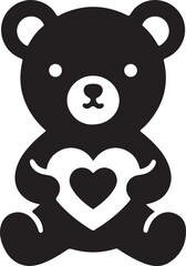 Fototapeta premium Teddy Bear Holding Heart Silhouette Vector