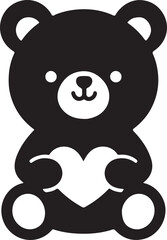 Cute Teddy Bear with Heart Silhouette Design