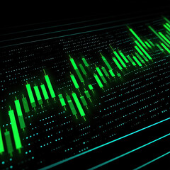 Fototapeta premium vibrant green candle chart displays financial data trends, showcasing market fluctuations and potential growth opportunities