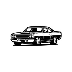 Classic American Muscle Car Vector Monochrome Icon isolated