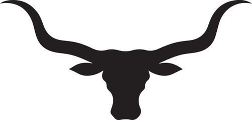 Long Horn Bull Logo Silhouette Vector