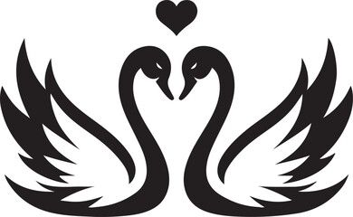 Fototapeta premium Two Loving Swans Silhouette Vector Illustration