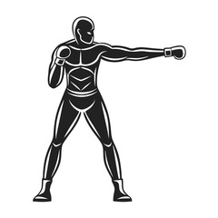 Minimalist Boxer in Motion Silhouette for Combat Sports Promotion