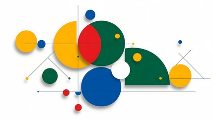 Obraz premium Abstract Geometric Shapes in Bright Colors on White Background for Modern Art Designs