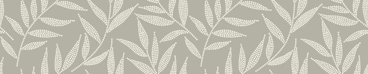 Abstract dot floral palm leaves seamless pattern. © andin