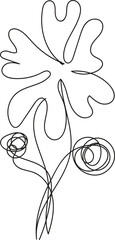 Abstract One Line Drawing of a Flower with Buds
